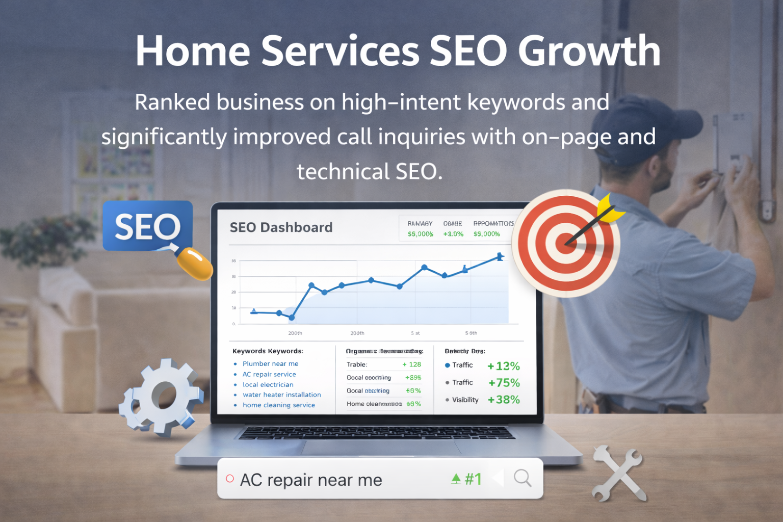 Home services business SEO keyword ranking improvement
